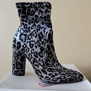 a new day Black and Gray Leopard Heeled Boots